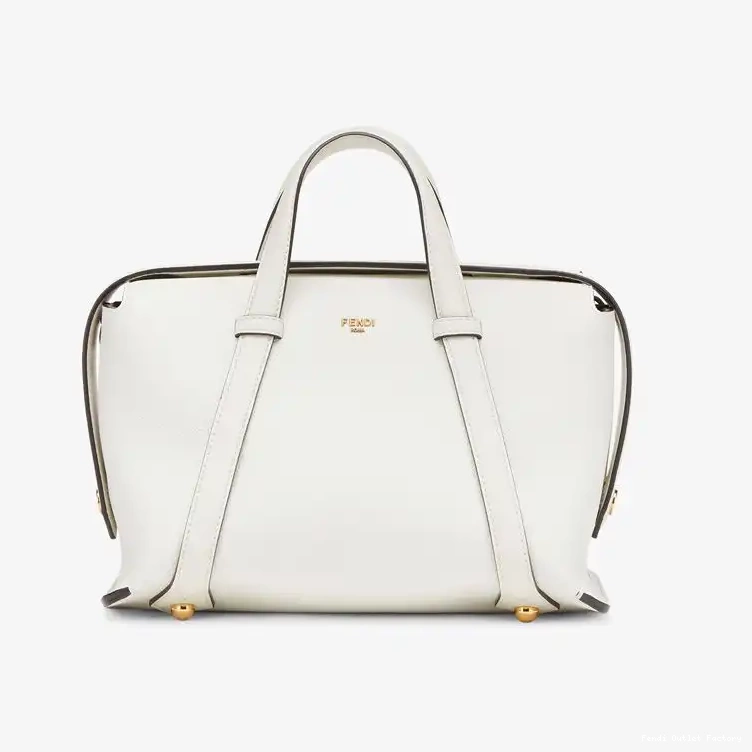 Affordable HOT 365 Grained Fendi In Medium White Bag Boston Leather 0703